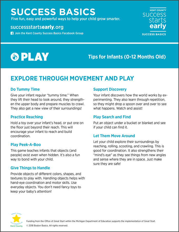 Explore Through Movement and Play Tip Sheet - Infants