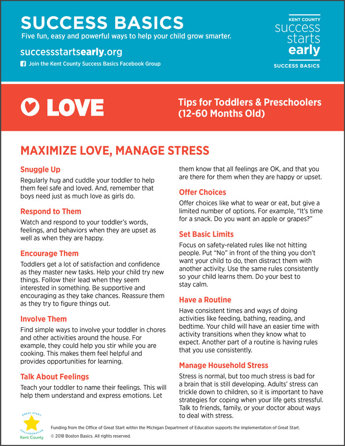Maximize Love, Manage Stress - Tips for Toddlers & Preschoolers
