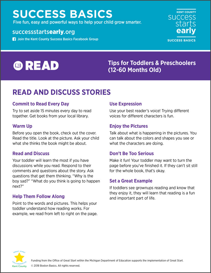 Read and Discuss Stories Tip Sheet - Toddlers & Preschoolers