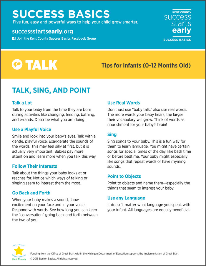 Talk, Sing, and Point - Infant Tip Sheet